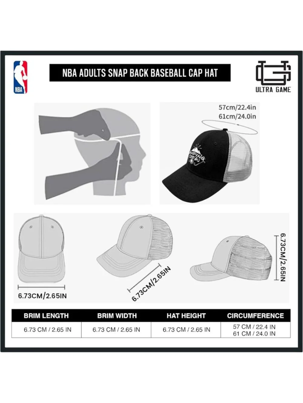 Men's NBA Twill Snapback Cap | Ultimate Baseball Hat | Adjustable Fit, Stylish